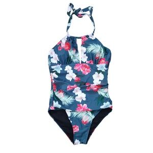 B2PRITY Halter Tropical Print One Piece Swimsuit Size XL‎ NWOT